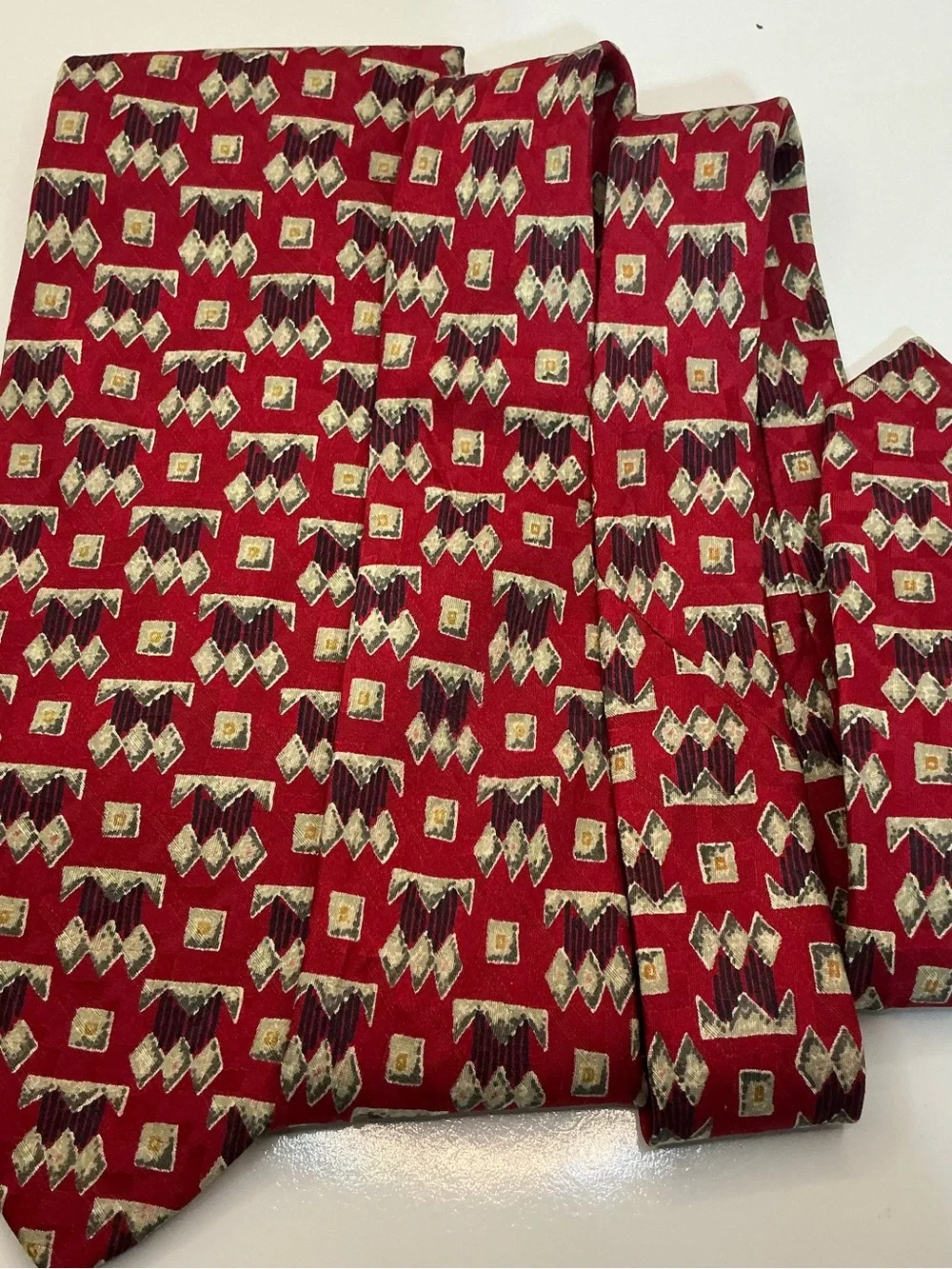 Robert Talbott Best of Class Silk Tie Red Geometric Abstract Necktie Made in USA